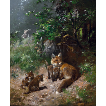 РЕПРОДУКЦИИ НА КАРТИНИ Лисица с малки (1930)